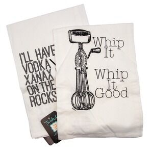 Twisted Wares Funny Kitchen Towel Set Vodka Xanax Whip It Good